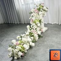 Décoration de mariage, art floral rose et vert, amaranthus, hortensia, fleurs artificielles en soie, chemin de table, arrangement haut de gamme, centre de table
