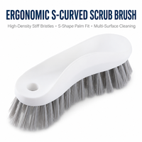 Brosse de nettoyage en forme de S avec manche ergonomique incurvé, poils rigides, pour salle de bain, carrelage, baignoire, buanderie