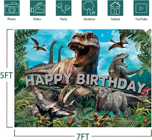 Dinosaurier Geburtstagsparty Hintergrund Dekoration Dinosaurier-Welt Banner Tier-Thema Kinder Rosa Papier Weihnachtsdekoration - Product Image 2