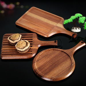 Ensemble de plateaux de service en bois haut de gamme, rectangulaires et ronds, à fentes, pour steak, pizza, dessert, pain, sushi, présentoir, hôtel, café, thé - Product Image 1