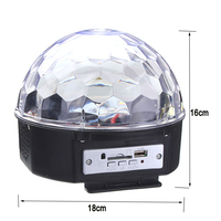Lumière magique de boule de disco de cristal de 6 couleurs LED avec les lumières de scène de fête du DJ KTV de stroboscope de la télécommande MP3