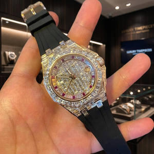 Reloj de Lujo BOJ A.P.65 de Primera Calidad, 41MM, Redondo, con Diamantes Moissanite VVS, Correa de Aleación, Cristal, Cuarzo, Analógico, 20mm - Product Image 3
