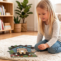 Kit de peinture DIY Maison d'arbre Ours en bois avec peintures et pinceaux – Décoration murale créative faite à la main pour enfants et adultes
