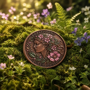 Moneda Conmemorativa Personalizada 3D de Alto Relieve de Persefón, Diosa Griega, Moneda de Lujo Esmaltada de <span class=keywords><strong>la</strong></span> <span class=keywords><strong>Reina</strong></span> de <span class=keywords><strong>la</strong></span> Primavera para Colección y Regalo - Product Image 3