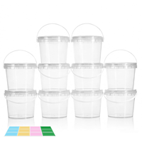 Seau en plastique transparent avec couvercle, hermétique, de qualité alimentaire, OEM&ODM, 900 ml, 1 L, 2 L, 3 L, 4 L, 5 L, pour noix, yaourt, bonbons, confiture