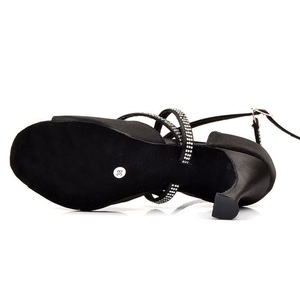 Chaussures <span class=keywords><strong>de</strong></span> danse latine sur mesure pour femmes en satin, confortables, respirantes, à talons hauts, semelle souple en cuir véritable, pour la salsa et la scène - Product Image 2
