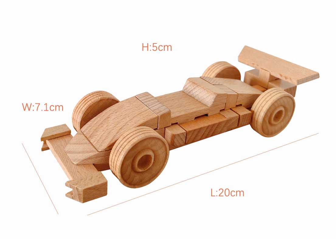 Wooden mortise and tenon racing car