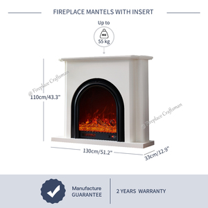 Sang Trọng Cổ Điển Tối Giản Đơn Lập Trắng Bằng Gỗ Lò Sưởi Mantel Surround Với Vòm Điện Lò Sưởi Chèn - Product Image 2