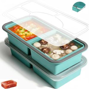 Silicone Lattice Lunch Box Fresh-keeping Food Storage Mold Silicone Soup <b>Cube</b> with Lid Quick Frozen & Easy to Release - Product Image 1