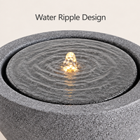 Fontaine d'eau de table en résine, bol rond imitation pierre, fontaine d'intérieur avec lumière LED à 6 perles pour la décoration de la maison et du bureau