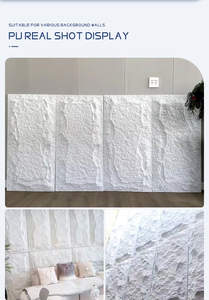 ฉากกั้นหน้าต่างลายเรขาคณิตทันสมัย ผนังตกแต่งลายอิฐจำลอง วัสดุ PU ลายหิน พร้อมนาฬิกา สำหรับตกแต่งห้องนอน วางบนโต๊ะ - Product Image 6