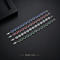 Bracelet chaîne et maillons vintage en forme de goutte d'eau avec zircon rouge pour femme, pierre CZ couleur personnalisée, plaqué argent/or, cadeau pour femme