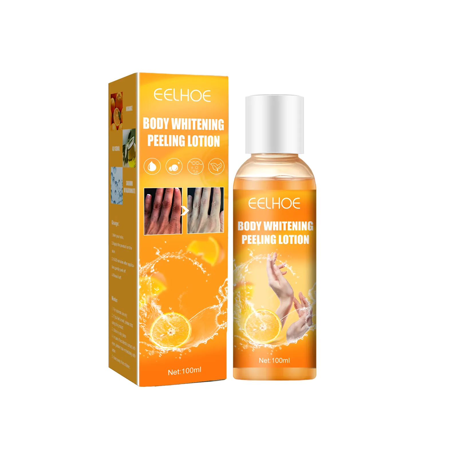 Eelhoe schwarze Haut aufhellung Orange Body Peeling Lotion Bio-Hautpflege White ning Peel Off Lotion K1