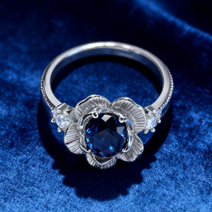 Luxe Moissanite Sieraden Blauwe Stenen Cluster Ronde D Kleur 1 Ct Diamant Verloving Moissanite Ringen - Product Image 2