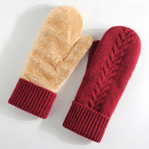 2025 Christmas Red <strong>Ladies</strong> <strong>Gift</strong> Knitted Gloves Winter Embroidered <strong>Xmas</strong> Women Cute Double-Layer Warm Gloves - Product Image 1