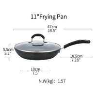 Ensemble de casseroles classiques en métal noir et gris antiadhésives avec couvercle en verre, poêle à frire compatible induction, écologique, vente en gros