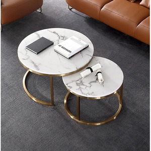 Table basse en acier inoxydable avec plateau en marbre glacé moderne et luxueux, support multifonctionnel, meubles de maison - Product Image 4