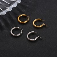 Boucles d'oreilles créoles circulaires couleur or, grandes boucles d'oreilles créoles rondes en acier inoxydable, cadeaux pour femmes