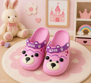 Zuecos de PVC con diseño de huellas de pata, punta redonda, suela acolchada de EVA, sandalias de verano para niños, talla 32-33 - Product Image 1