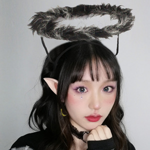 Serre-tête Halo d'ange noir avec plumes, pince à cheveux, accessoire de costume d'Halloween - Product Image 1