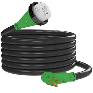 Cable de extensión de alimentación bloqueable RV 50Amp 25 pies RV/generador NEMA 14-50P a SS 2-50R con indicador LED, listado ETL