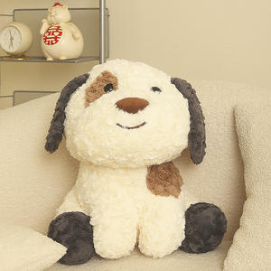 Muñeco de peluche de perro manchado de 15 pulgadas al por mayor, edredón de juguete para cachorros tumbados y sentados, relleno de algodón PP - Product Image 6