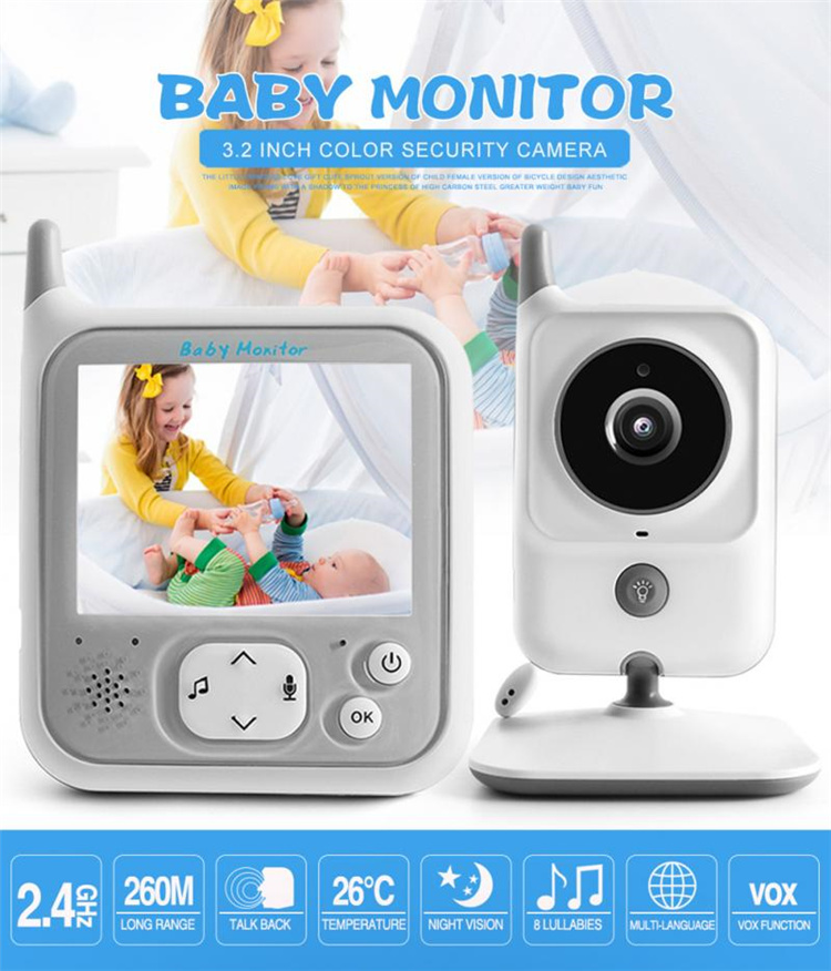 3.2 Inch LCD Wireless Babysitter Two Way Audio Night light Temperature Pet Baby Camera Nanny Music VB607 Video Baby Monitors