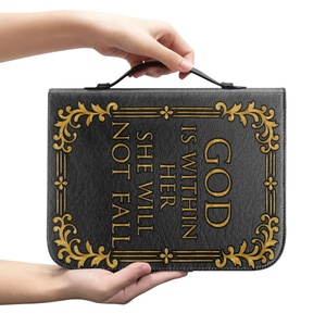 Nuova Custodia per Bibbia in Pelle PU Stampata Multimisura con Cerniera, Personalizzabile in Fabbrica, Borsa da Chiesa con Scomparti per Penne e Tasche - Product Image 1