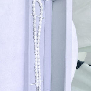 Natural 5-6mm Freshwater Pearl <b>Necklace</b> with Pure <b>Silver</b> Adjustable <b>Chain</b> Meter-Shaped Almost Flawless <b>Necklace</b> - Product Image 3