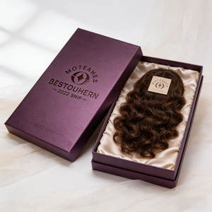 Boîtes cadeaux rigides de luxe personnalisées avec couvercle amovible en papier, pour emballage de perruques cosmétiques, boîte supérieure et inférieure avec doublure en satin - Product Image 1