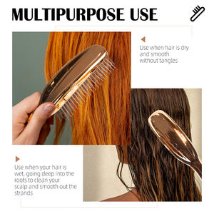 Professionele Gegalvaniseerde Vrouwen Styling Detangler Goud Haarborstel Antistatische Hoofdhuid Massage Natte En Droge Ontwarrende Haarborstel - Product Image 5