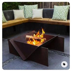 Round <strong>Steel</strong> Wood-burning Fire Pit Bowl <strong>Outdoor</strong> Corten <strong>Steel</strong> Metal Rectangular Wood Burning Rusty Fire Pit/<strong>Fireplace</strong> - Product Image 5