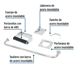 Scatola con 2 unità Set di 5 accessori per il bagno, in acciaio inox, di base - Product Image 2