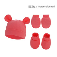 Gorros de algodón para bebé, guantes para recién nacidos, calcetines de pegamento para bebé, conjunto de tres piezas