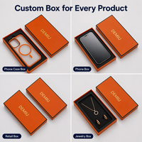 Boîte d'accessoires électriques de luxe avec logo personnalisé OEM, boîte cadeau pour smartphone orange, boîte de rangement en carton avec insert en EVA