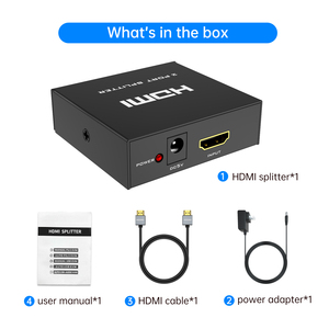 ตัวแยกสัญญาณ <span class=keywords><strong>HDMI</strong></span> 4K 1 เข้า 2 ออก + สายเคเบิล, ตัวแยกสัญญาณ <span class=keywords><strong>HDMI</strong></span> แบบ 2 ทางสำหรับจอภาพคู่ 1x2 4Kx2K@30Hz พร้อมอะแดปเตอร์ AC - Product Image 3