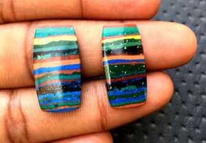 Cabujones de calcsílice de arcoíris Natural de 2 piezas de alta calidad, cuentas de piedra con forma de rectángulo liso, venta al por mayor, cuentas de piedras preciosas sueltas - Product Image 2