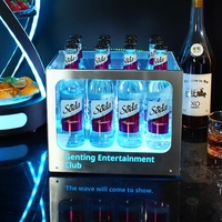 Seau à glace lumineux carré en acier inoxydable, sous-verres à vin, pour fêtes, KTV, anti-chute, marché de nuit, portable, moderne, capacité 8L