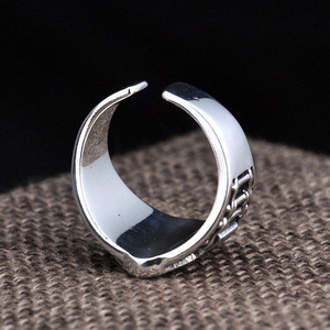 2023 패션 복고풍 태국 실버 반지 반지 여성 또는 남성 생일 선물 확대 영어 단어 - Product Image 4