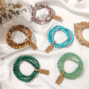 Pulsera Elástica de Cuentas Redondas de Rodonita Natural, Unisex, <span class=keywords><strong>para</strong></span> Yoga, Sanación Energética, Regalo, Joyería - Product Image 3