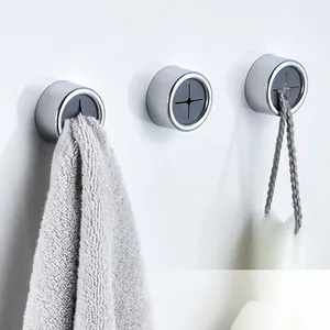 Hanger Holder Hook Modern Design Round Brushed Silver Towel Holder Electroplated Soft Permanent Stick-On Clip Hook For Sundries Multifunction Use