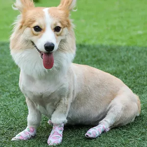 Bant kedi köpek çorapları tek kullanımlık ayak kapakları sıcak satış sevimli baskılı anti-kirli Pet kendinden yapışkanlı bandaj