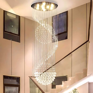 <span class=keywords><strong>Lustre</strong></span> en cristal moderne en spirale, cascade double hélice LED, grand modèle pour plafond haut, escalier, hall d'entrée, villa – Vente directe usine - Product Image 2