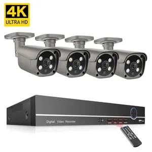 户外金属4k智能8MP闭路电视摄像机8通道Nvr 4面部识别摄像机系统