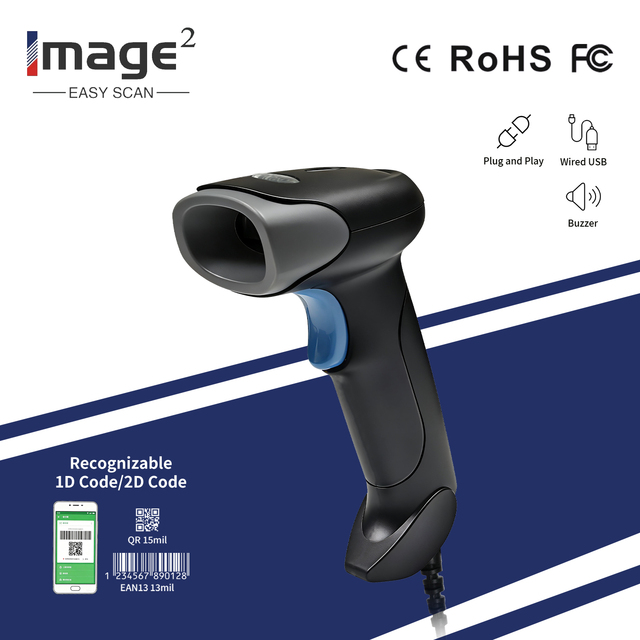 HC-710 Handheld Barcode Scanner USB Wired Supports 1D/2D Scanning CMOS Sensor 500 Scans/Sec-in Stock for Stores Supermarkets