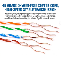 Cable de Red LAN Cat6A Cat6 SFTP UTP 23AWG de Cobre Sólido, 10G Gigabit Ethernet, Pasa la Prueba Fluke, Cable de Conexión de 305M HDPE