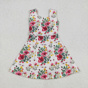<b>Baby</b> Girl Sleeveless Strawberry Flower <b>Bows</b> Sibling Skort Yoga Active Knee Length Dress - Product Image 5