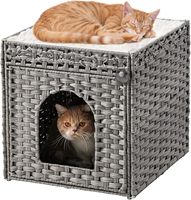Lits pour chats Intérieur Chaton Maison Tissé à la Main Rotin Cat Cave Pet Cube Cat Houses