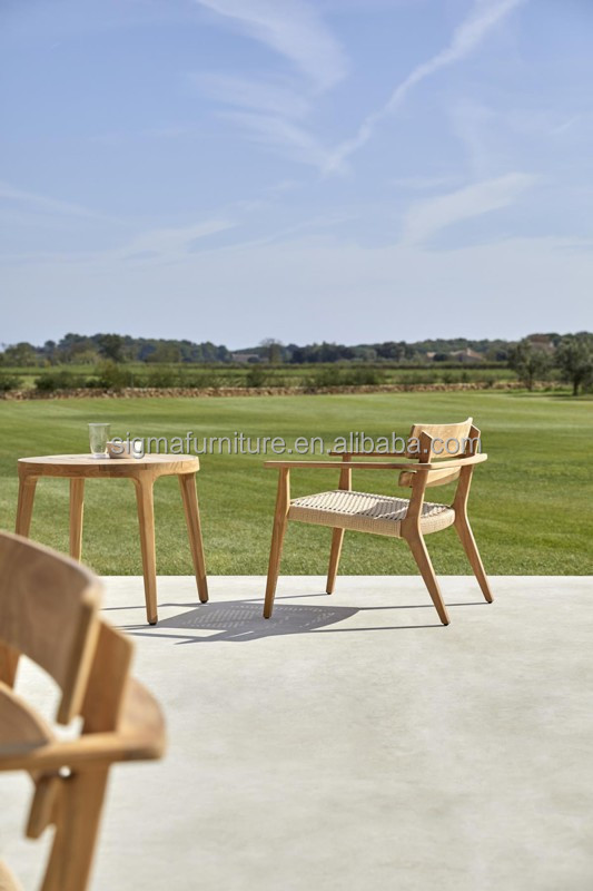 New Arrival Outdoor Living Furniture Natural Teak Solid Wood Small Lounge Chair Armchair Cheap Chair