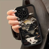 Coque de Téléphone en TPU Style Artistique Grands Fleuves et Montagnes Motifs Bambou Compatible avec Apple 16/15/14/13/12/11 XSMax